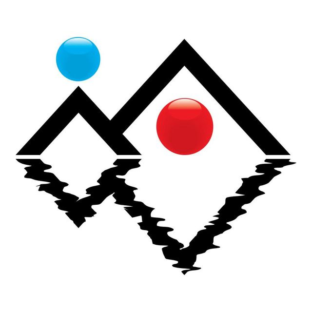 Mikko Vuojärvi, logo mustilla kolmioilla ja värikkäillä palloilla